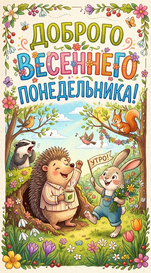 Душевное поздравление с началом весны и недели.