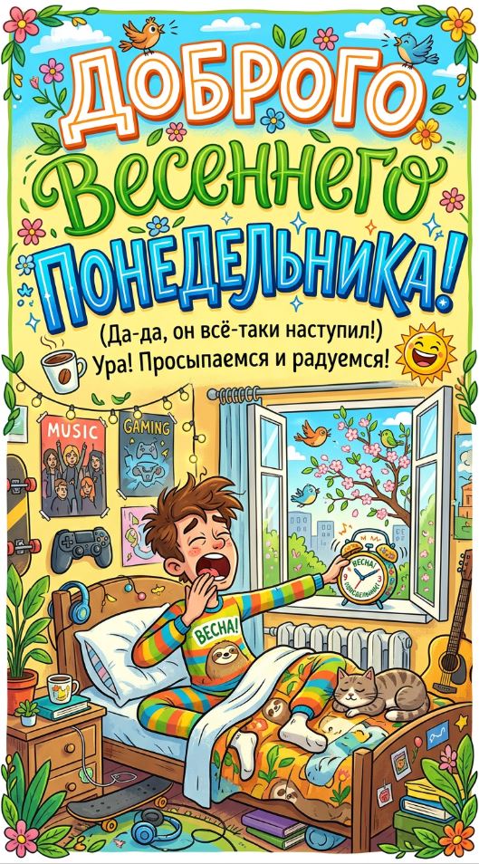 Открытка с добрым весенним понедельником.